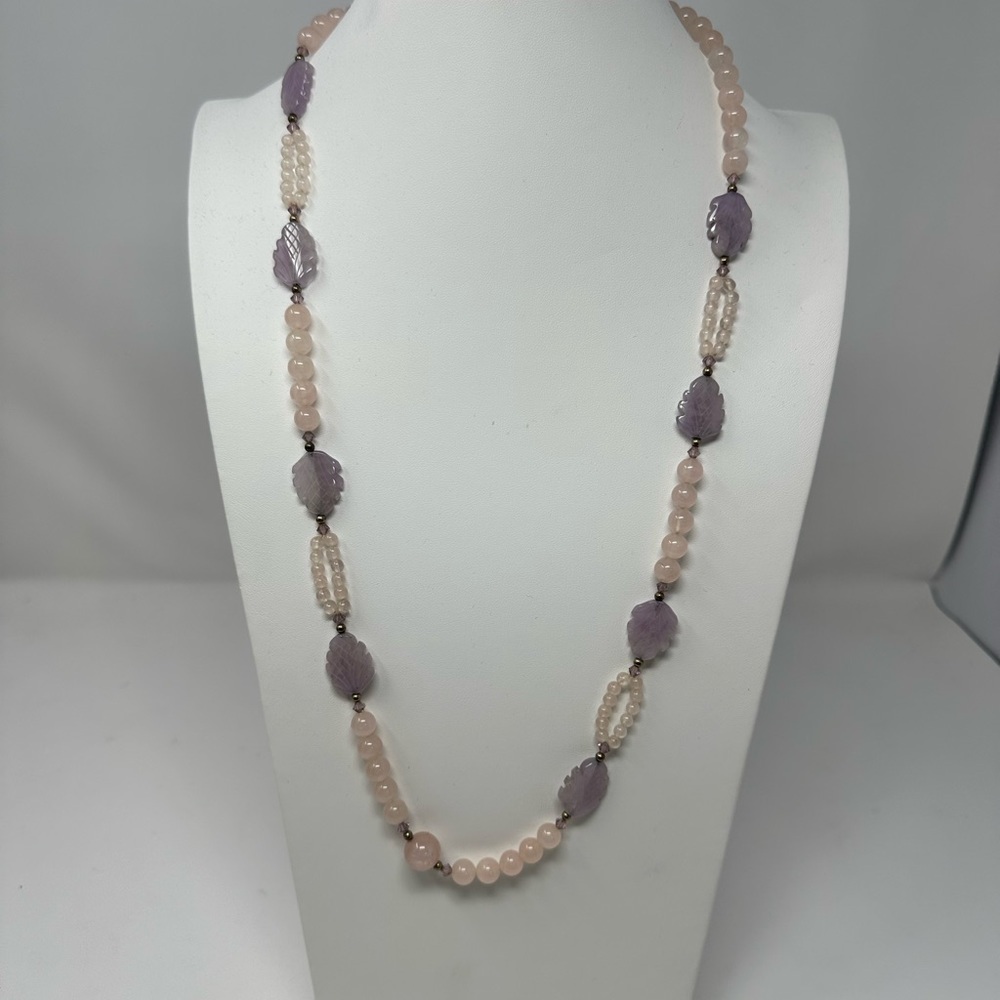 Vintage Rose Quartz and Amethyst Long necklace